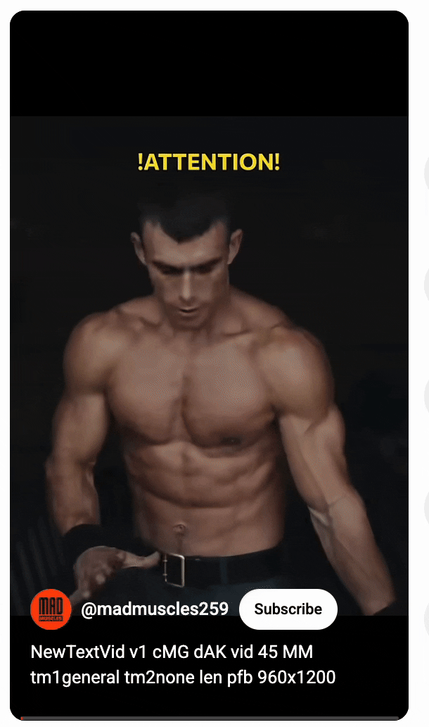 MadMuscles ad in VidTao YouTube ad finder