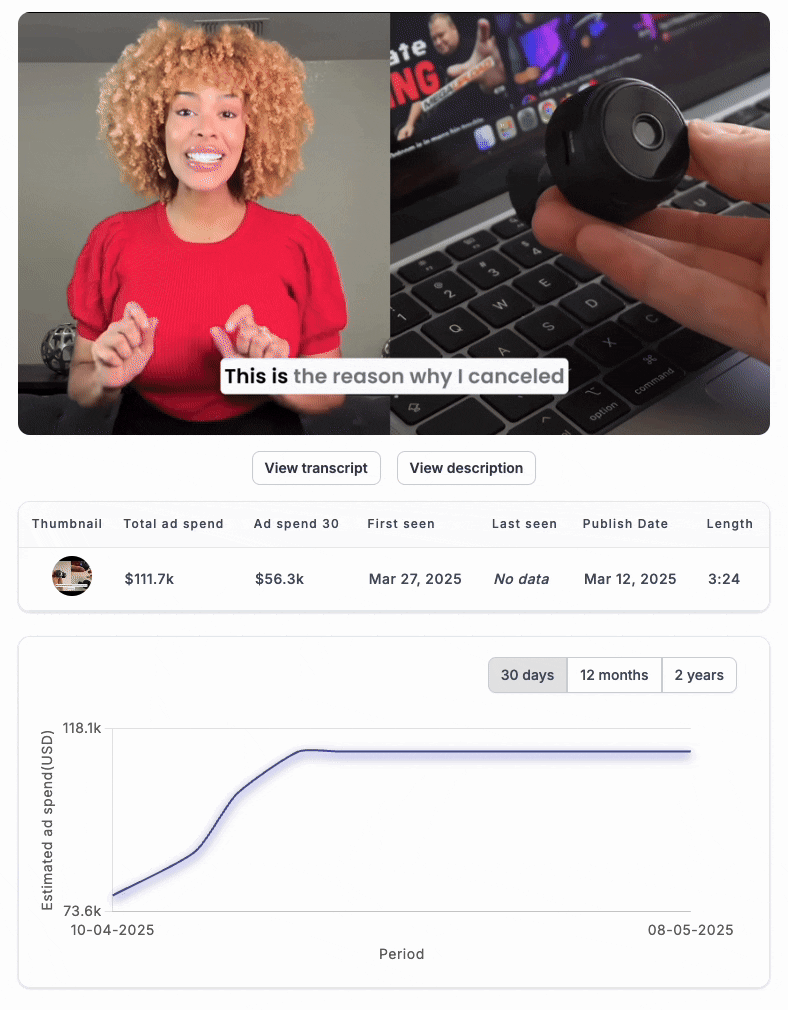 mini security camera ad inside YouTube ads spy tool
